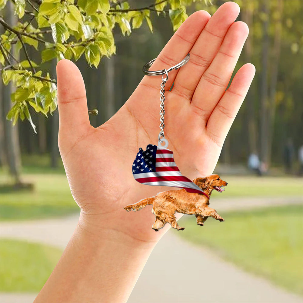 Cocker Spaniel-Happy Independence Day Flat Acrylic Keychain