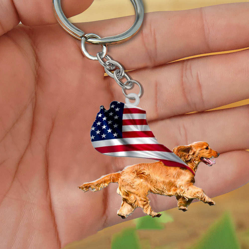 Cocker Spaniel-Happy Independence Day Flat Acrylic Keychain