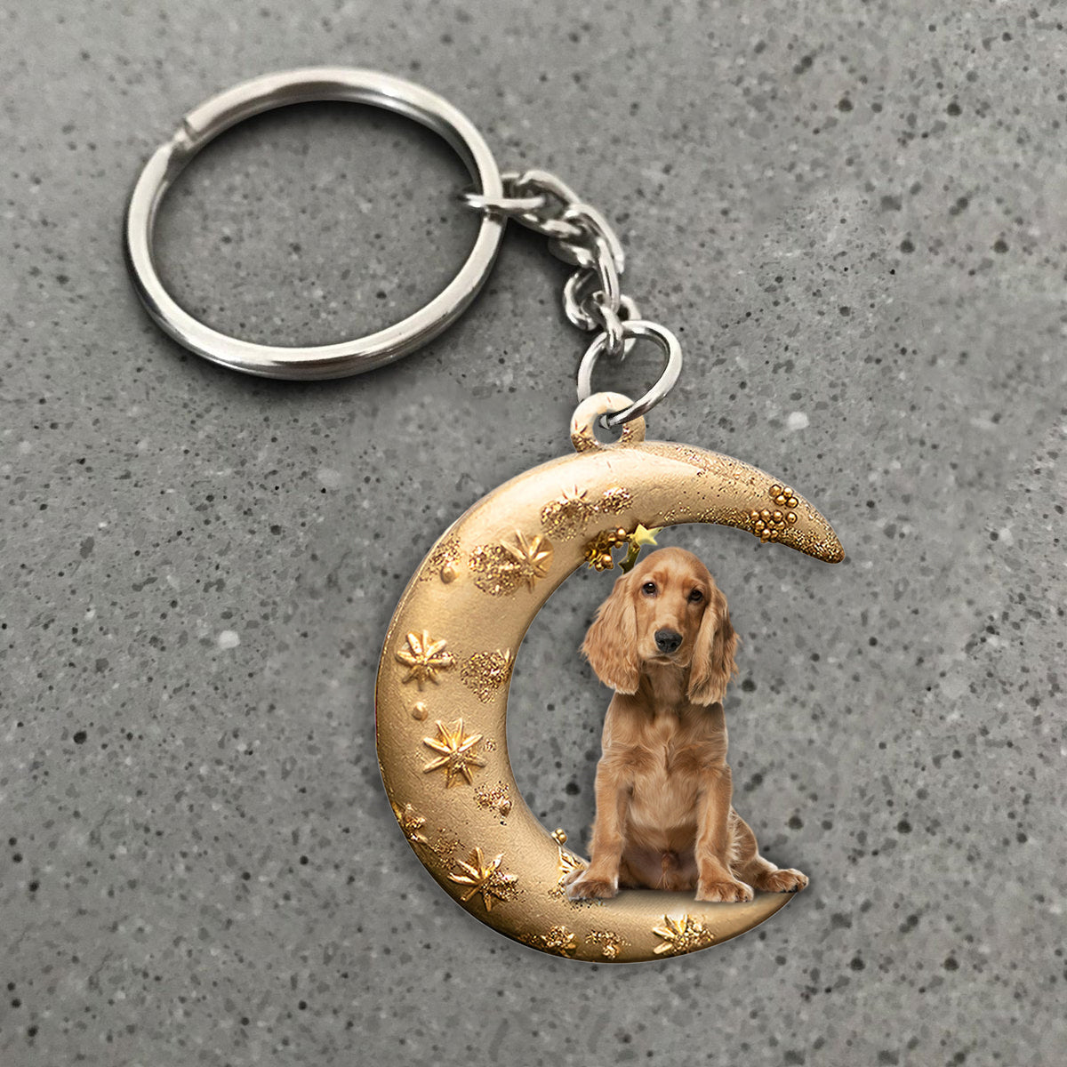 Cocker Spaniel-Dog & Moon Flat Acrylic Keychain