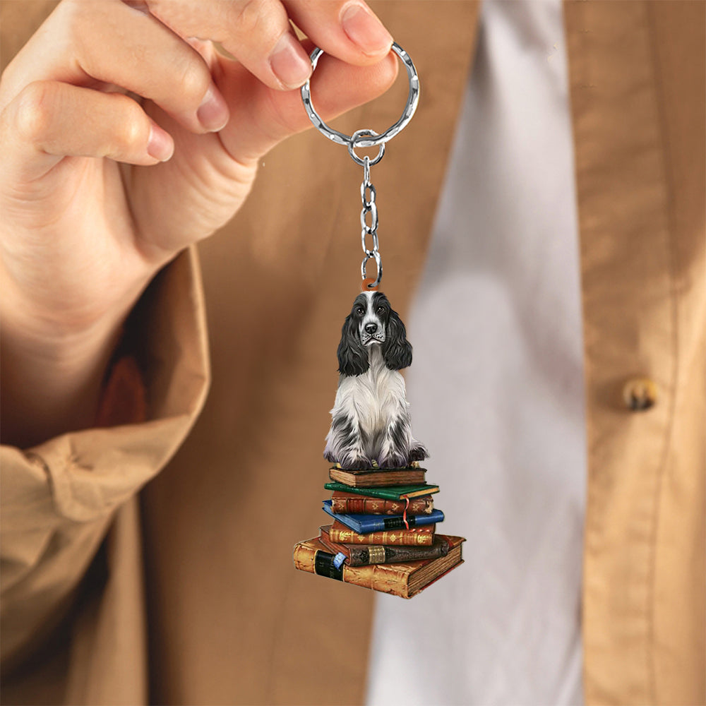Cocker Spaniel-Sit On The Book-Flat Acrylic Keychain