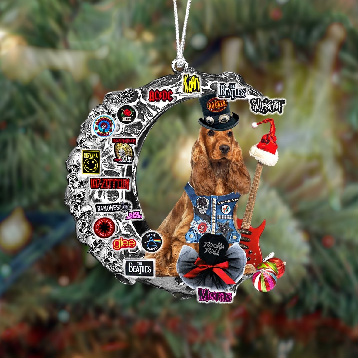 Cocker Spaniel 2-Metal Rock in Christmas Two Sided Ornament