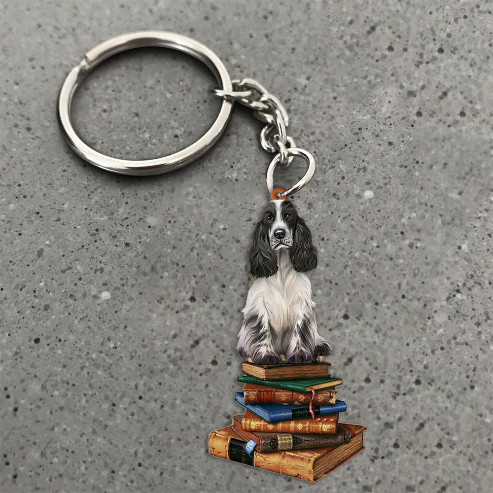 Cocker Spaniel-Sit On The Book-Flat Acrylic Keychain