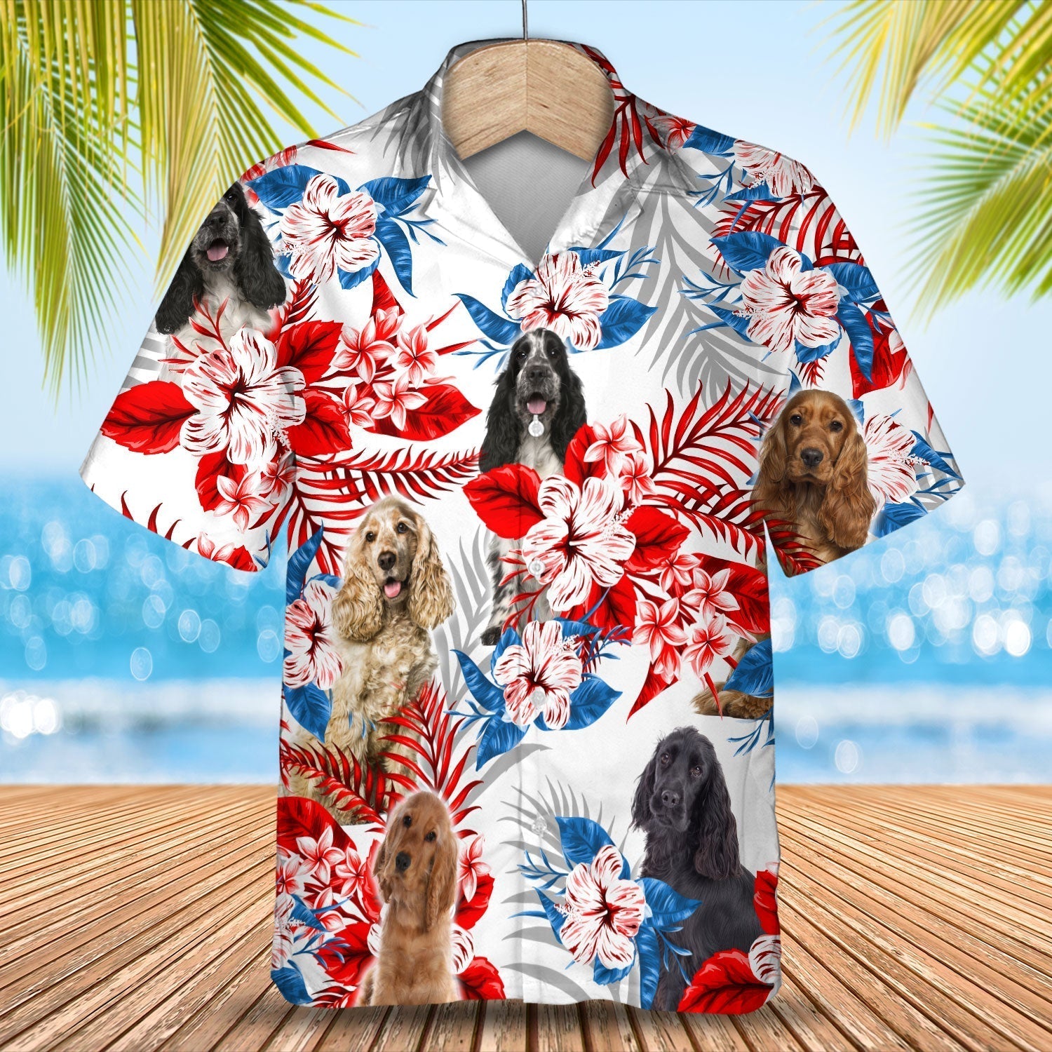 Cocker Spaniel American Flag Hawaiian Shirt