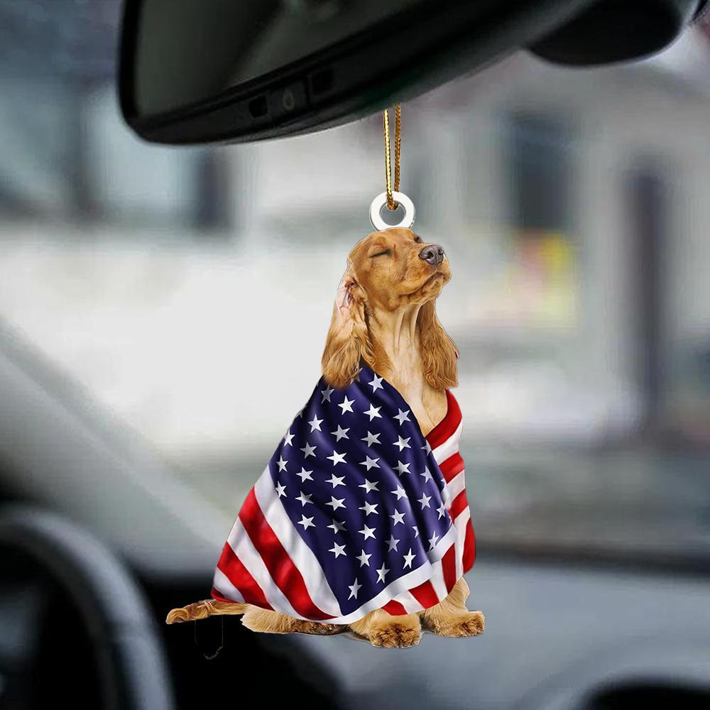 Cocker Spaniel American Patriot Flag Two Sided Ornament