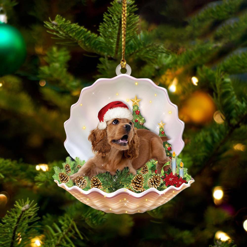 Cocker Spaniel Lie In Seashell Xmas-Two Sided Ornament