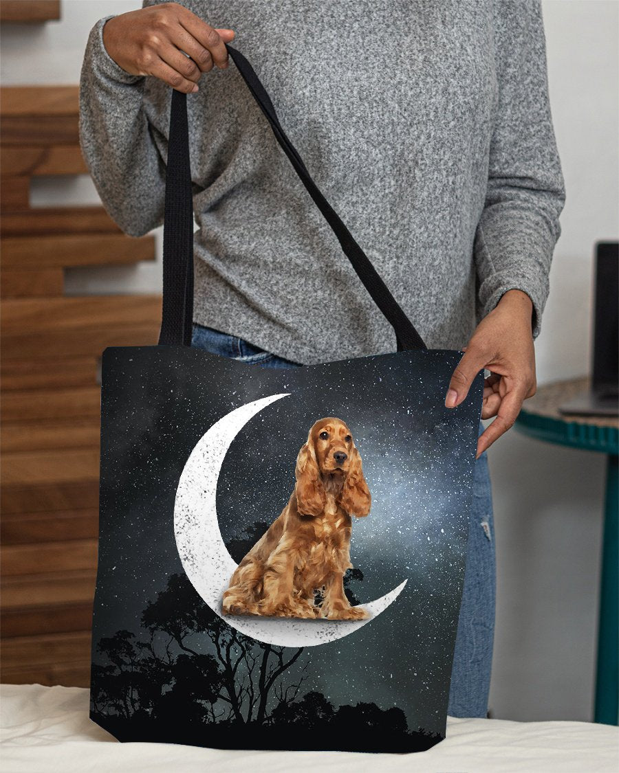 Cocker Spaniel (2)-Sit On The Moon-Cloth Tote Bag