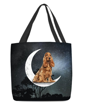 Cocker Spaniel (2)-Sit On The Moon-Cloth Tote Bag