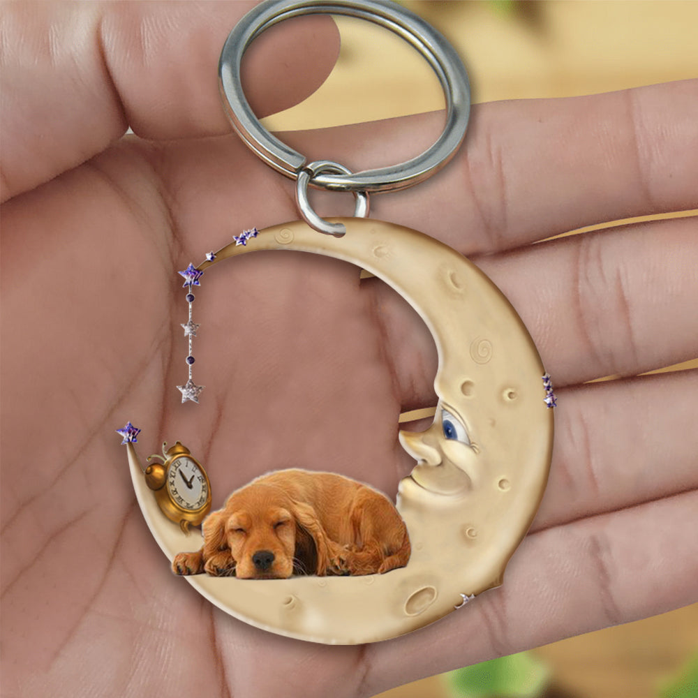 Cocker Spaniels-Sleeping on the moon Keychain