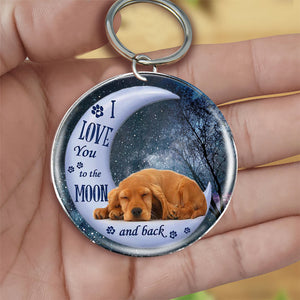 Cocker Spaniels Moon Back-Round Resin Epoxy Metal Keychain