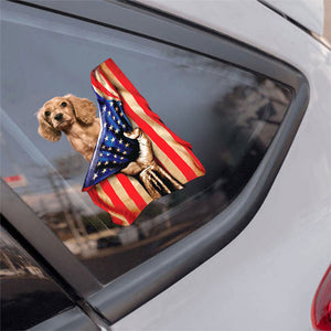 Cocker spaniel-American Flag Front Car Sticker