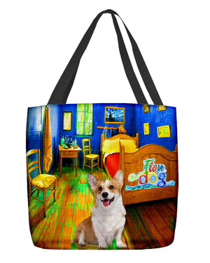 Corgi in the bedroom-Cloth Tote Bag
