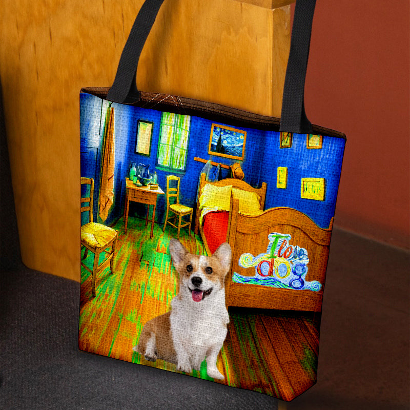 Corgi in the bedroom-Cloth Tote Bag