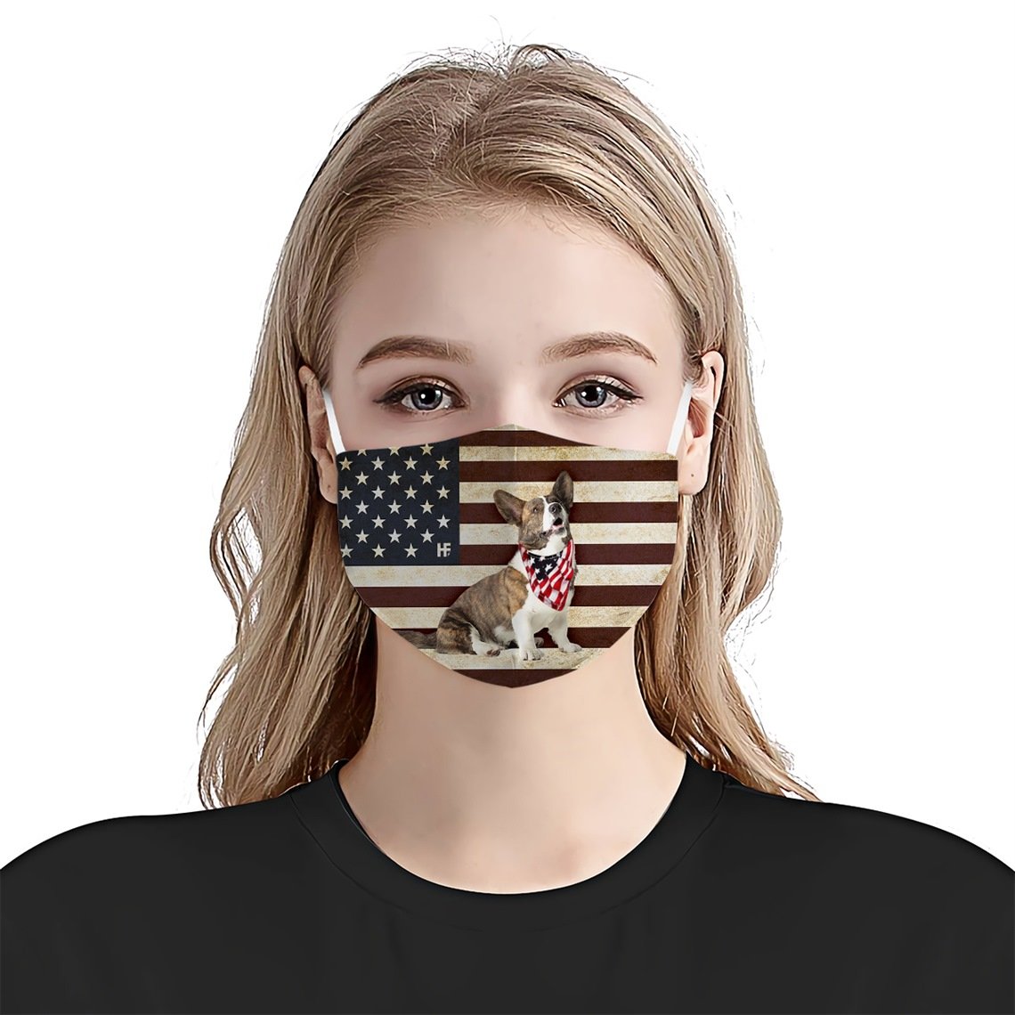 Corgi American Flag EZ03 1105 Face Mask