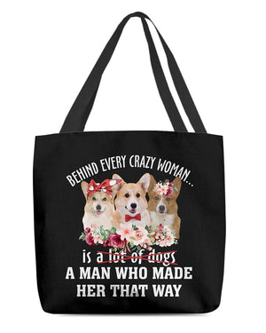 Corgi-Crazy Woman Cloth Tote Bag