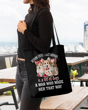 Corgi-Crazy Woman Cloth Tote Bag