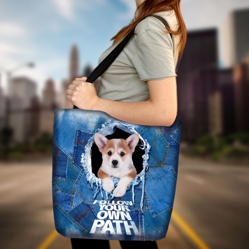 Corgi -Follow Your Own Path-Cloth Tote Bag