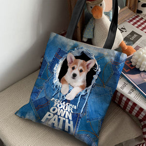 Corgi -Follow Your Own Path-Cloth Tote Bag