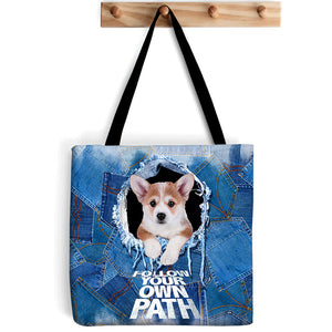 Corgi -Follow Your Own Path-Cloth Tote Bag