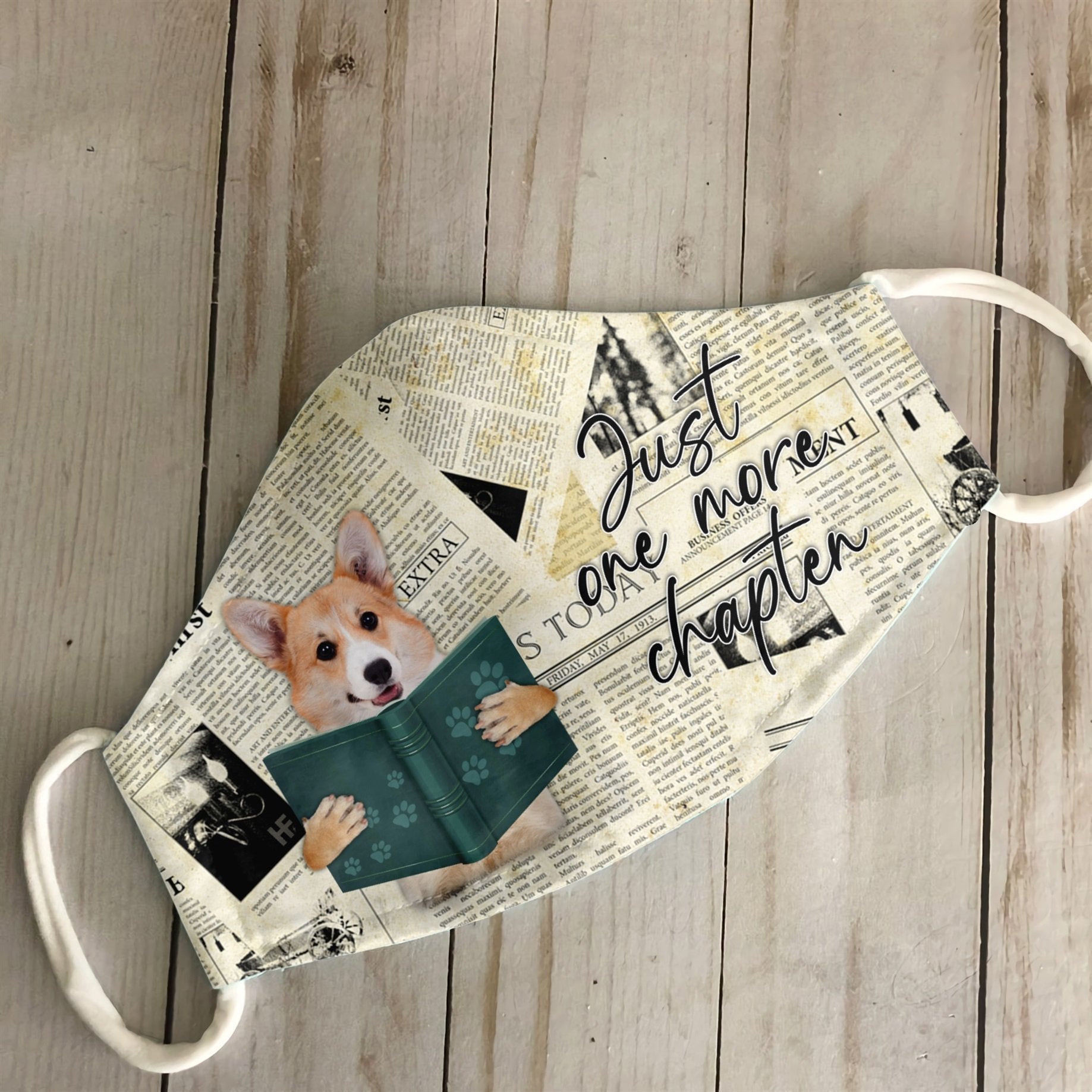 Corgi Just One More Chapter EZ07 3007 Face Mask