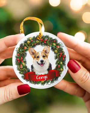 Corgi-Noel Circle-Two Sided Ornament