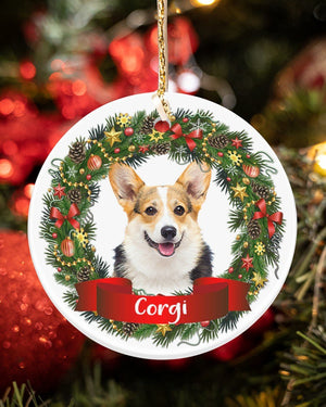 Corgi-Noel Circle-Two Sided Ornament