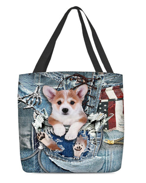 Corgi-Ripped Jeans-Cloth Tote Bag