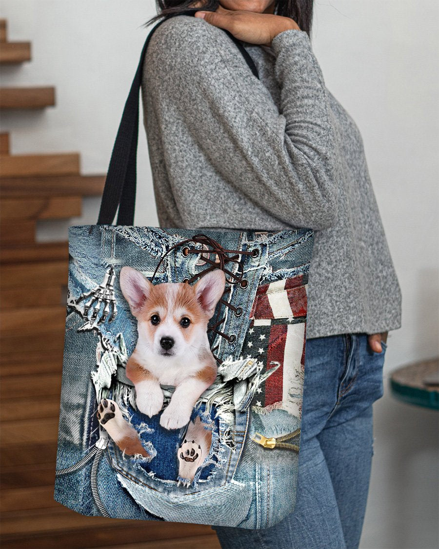 Corgi-Ripped Jeans-Cloth Tote Bag