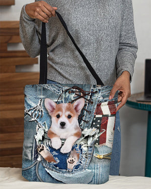 Corgi-Ripped Jeans-Cloth Tote Bag