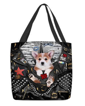 Corgi-Rock Dog-Cloth Tote Bag