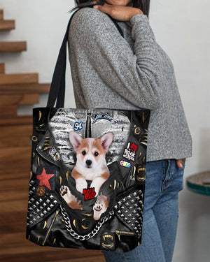 Corgi-Rock Dog-Cloth Tote Bag