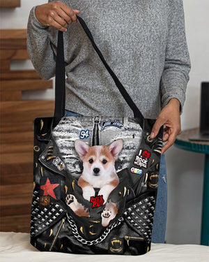 Corgi-Rock Dog-Cloth Tote Bag