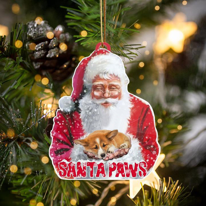 Corgi-Santa Paws-Two Sided Ornament