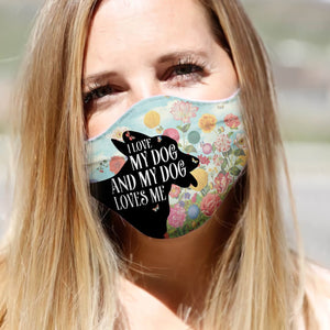 Corgi Silhouette I Love My Dog Floral EZ02 0206 Face Mask