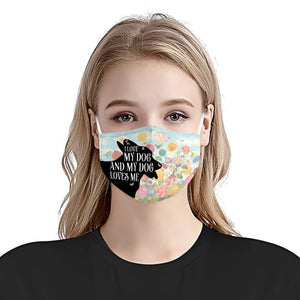 Corgi Silhouette I Love My Dog Floral EZ02 0206 Face Mask