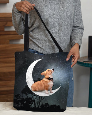 Corgi-Sit On The Moon-Cloth Tote Bag