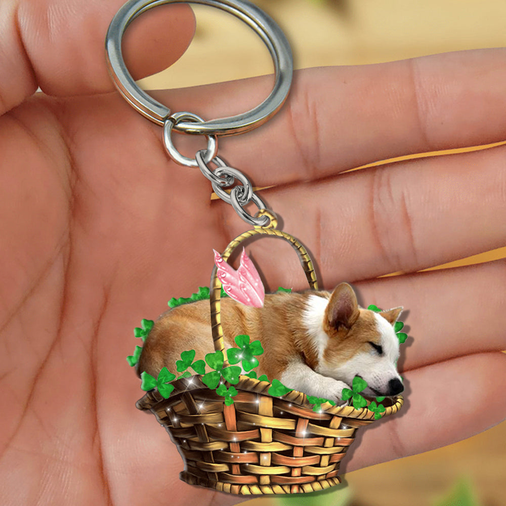 Corgi-Sleeping Lucky Fairy Flat Acrylic Keychain