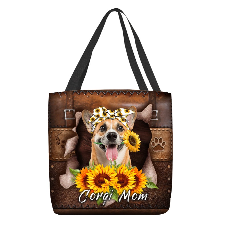 Corgi-Sunflower&Dog Mom Cloth Tote Bag