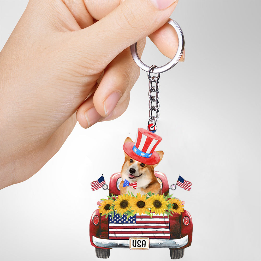Corgi-USA Truck Flat Acrylic Keychain