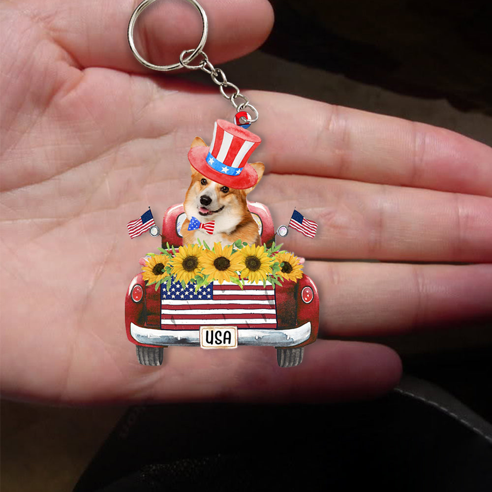 Corgi-USA Truck Flat Acrylic Keychain