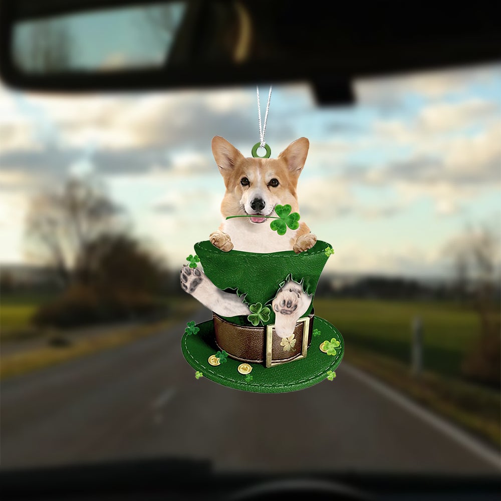 Corgi 2-Patrick Hat-Two Sided Ornament