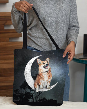 Corgi2-Sit On The Moon-Cloth Tote Bag