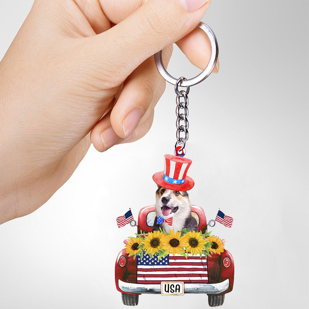 Corgi 2-USA Truck Flat Acrylic Keychain