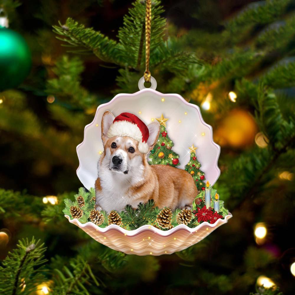 Corgi 2 Lie In Seashell Xmas-Two Sided Ornament