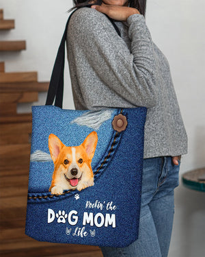 Corgi-Dog Mom Life-Cloth Tote Bag