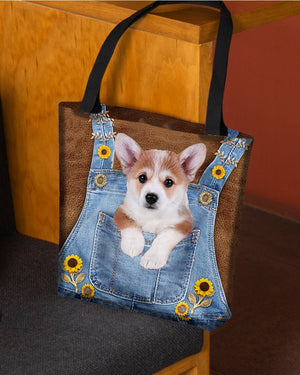 Corgi And Sunflower-Cloth Tote Bag