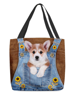 Corgi And Sunflower-Cloth Tote Bag