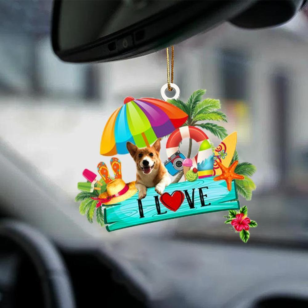 Corgi-I Love Summer-Two Sided Ornament