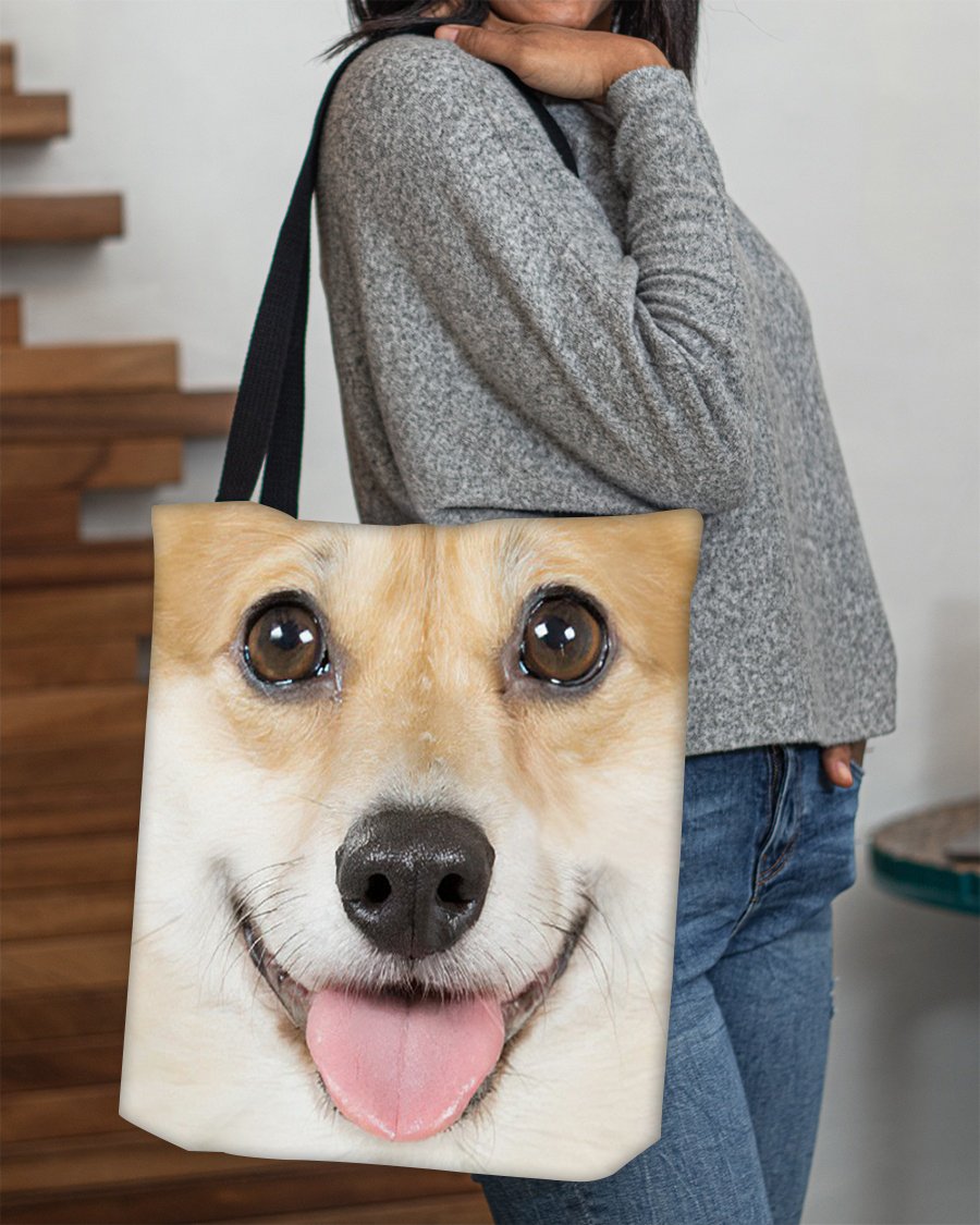 Corgi Face-Cloth Tote Bag