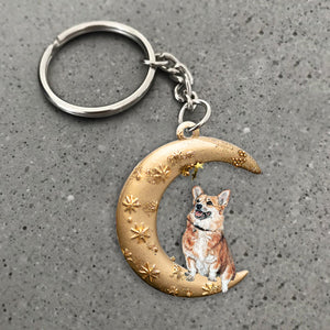 Corgi-Dog & Moon Flat Acrylic Keychain