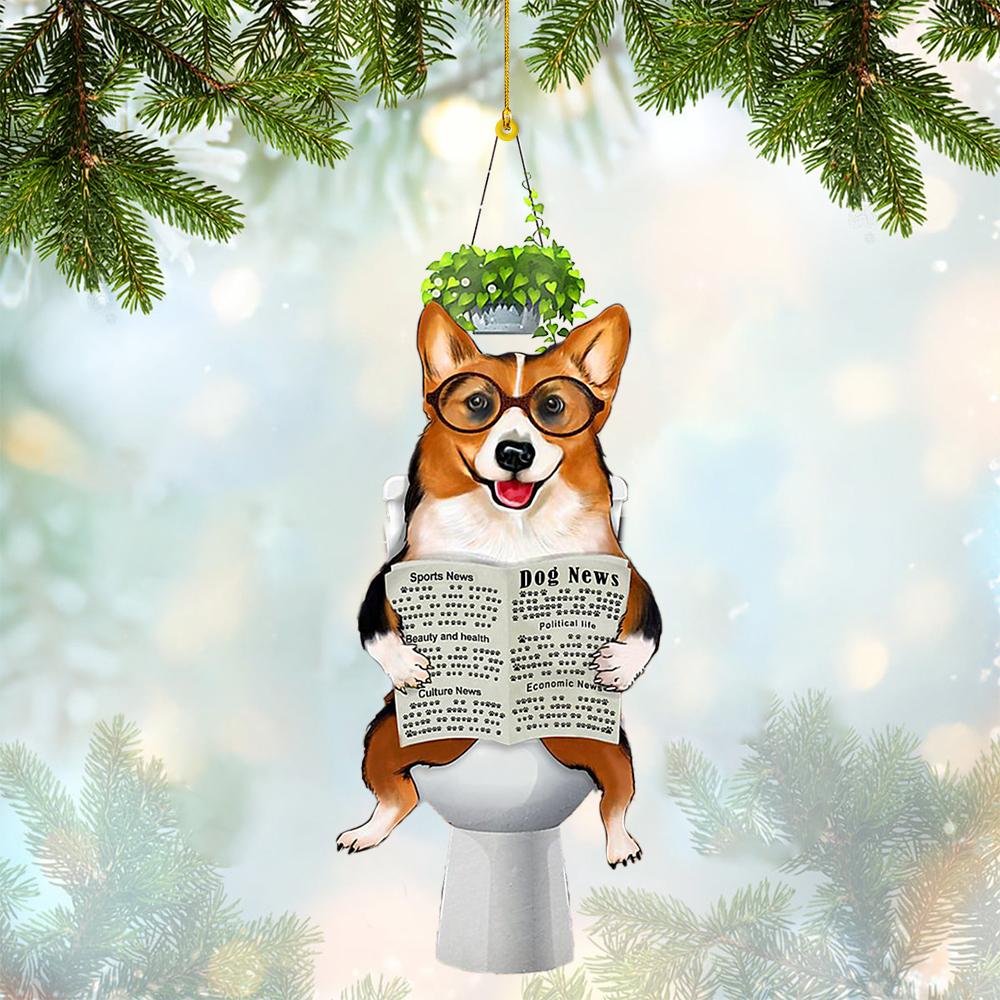 Corgi Sitting On A Toilet-Two Sides Ornament